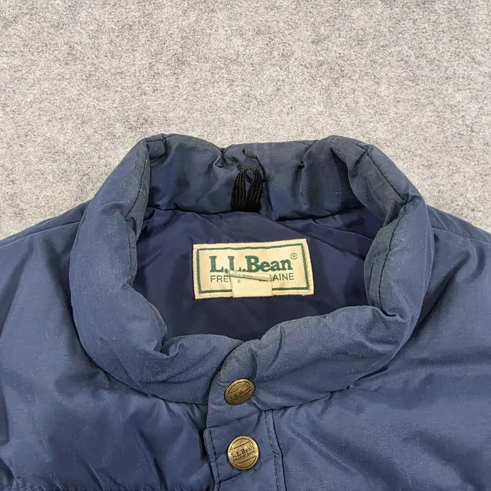 Vintage LL Bean Vest Mens XL Blue Nylon Insulated Snap Puffer‎ Made USA 90s 80s